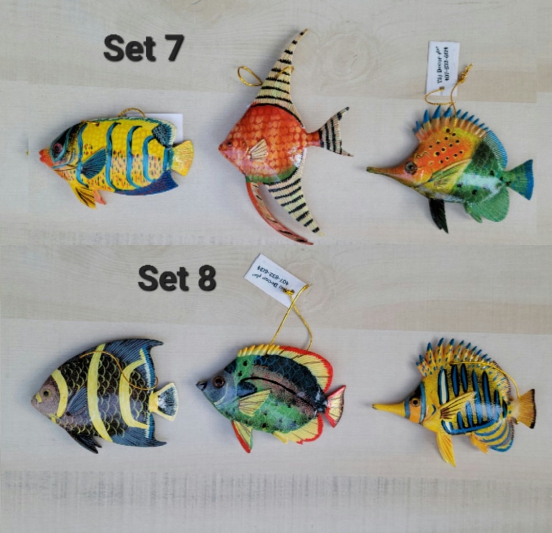 Tropical Fish Christmas Holiday Ornament choice of SET of 3 or Both