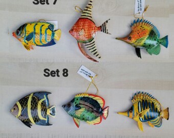 Tropical fish Christmas Holiday Ornament (**Choice of SET of 3 or both sets Qty 6)