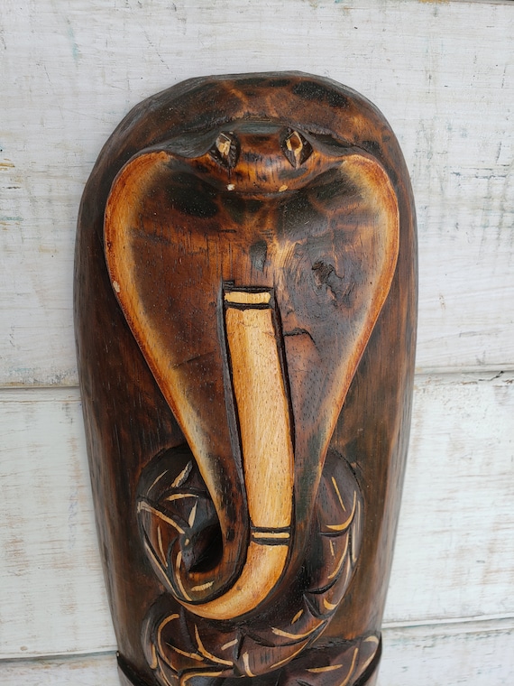 20/" Custom Handcarved Wood Tiki Mask W Cocktails Tropical Hawaiian Design BROWN