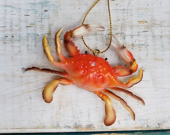 Red Crab Holiday Ornament Steamed crab 3.75&quot; x 3&quot; Nautical decor **CHOICE of 1, 2 or 3 (Blue Crab available)