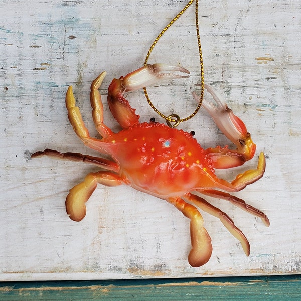 Red Crab Holiday Ornament Steamed crab 3.75" x 3" Nautical decor **CHOICE of 1, 2 or 3 (Blue Crab available)