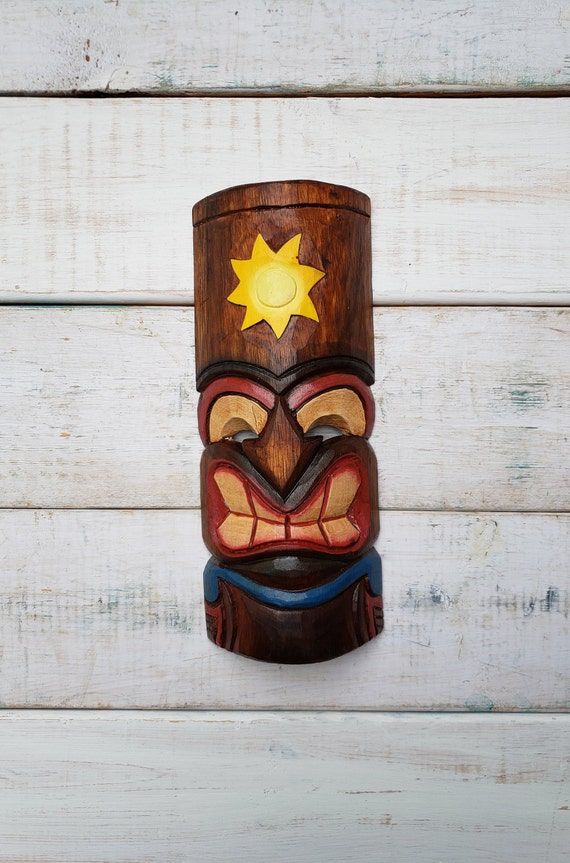Tiki Mask Wall Decor Wood Beach House Hawaiian Luau Sunshine Tropical God