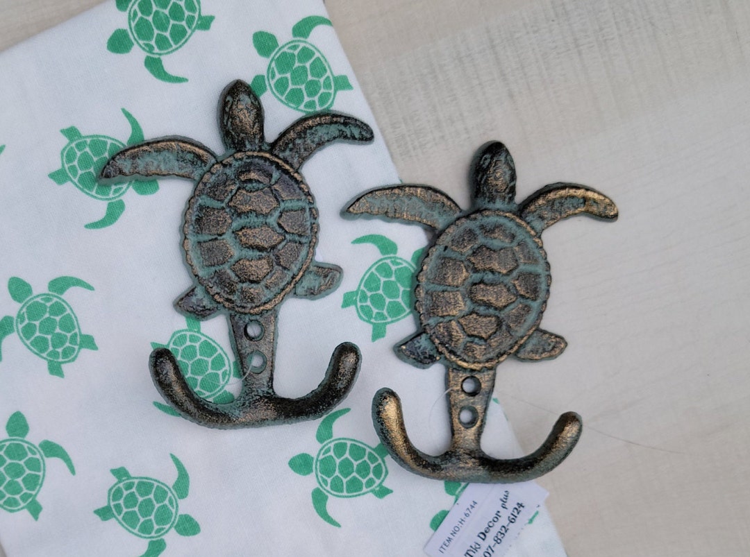 Turtle Towel Hook set of 2 Sea Turtle Cast Iron Etsy