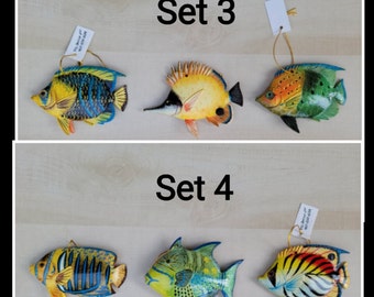 Tropical fish Christmas Holiday Ornament (**Choice of SET of 3 or both)