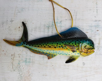 Mahi dorado dolphin Christmas Holiday Ornament 4.75&quot; x 2&quot; Nautical decor **CHOICE of 1,2 or 3**