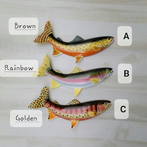 Rainbow, Brown, or Golden Trout Fish wall replica decor 18&quot; lake house decor 3D