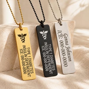 Custom Engraved Medical Alert Necklace for Men & Women, Personalized  Emergency ID Necklace, Stainless Steel Awareness Jewelry