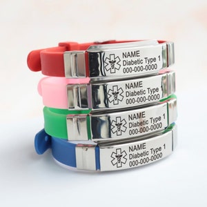 Emergency bracelet, personalized medical alert bracelet, allergy bracelet, diabetic, medical Id bracelet woman, kids medical ID bracelet