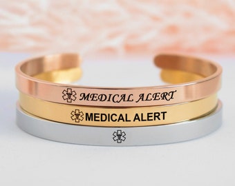 Medical alert bracelet women, personalized emergency bracelet, allergy bracelet, diabetic, medical Id bracelet woman, medical ID cuff