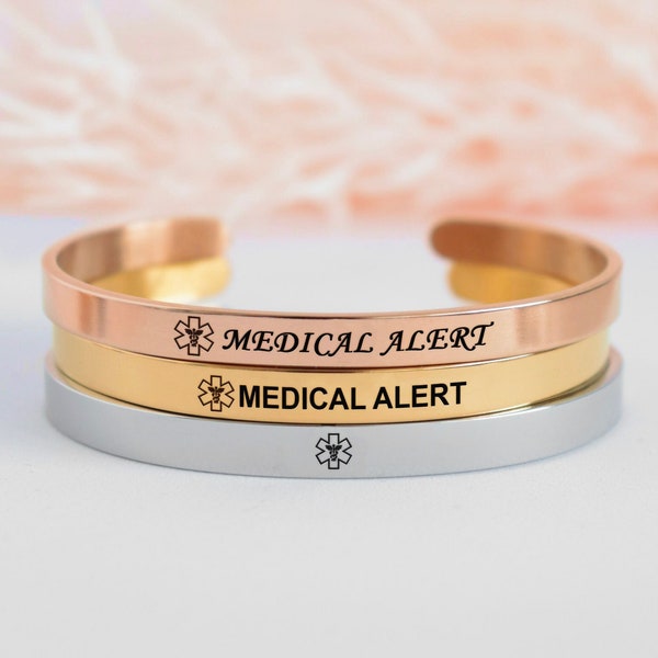Medical alert bracelet women, personalized emergency bracelet, allergy bracelet, diabetic, medical Id bracelet woman, medical ID cuff