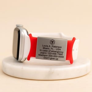 Alarm ID-Tag für Uhrenarmband, gravierte Apple Watch Sicherheitsplatte, Fitness-Läufer ID-Tag für Sport Smartwatch, medizinischer Tag für Armband