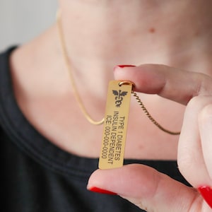Medical ID Necklace For Men & Women, Custom Medical Alert Necklace, Emergency Awareness Jewelry, Personalized Engraved Nameplate Necklace
