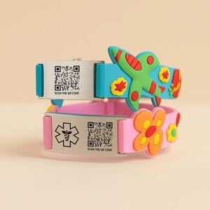 Smart QR Code Kids Emergency Bracelet, Personalized Scannable Medical Alert Bracelet For Lost Children, Allergy, Diabetic, Autism ID Band