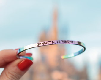 Custom Disney Magic Kingdom Koordinaten Armband, Disney Schmuck Frau, Disney Armband, Mama Maus Schmuck, Disney Hochzeitsgeschenk