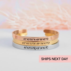 Bracelet coordonné gravé personnalisé, bracelets personnalisés pour relation interurbaine, bracelets assortis longitude/latitude pour couple