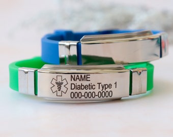 Adjustable emergency bracelet, medical id bracelet women, personalized autism bracelet, allergy bracelet, kids medical alert bracelet