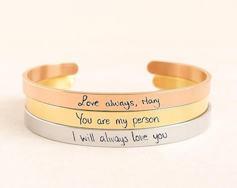 Custom Handwritten Bracelet, Personalized Signature Memorial Bangle