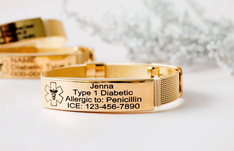 Elegant medical alert bracelet women Emergency ID bracelet Etsy