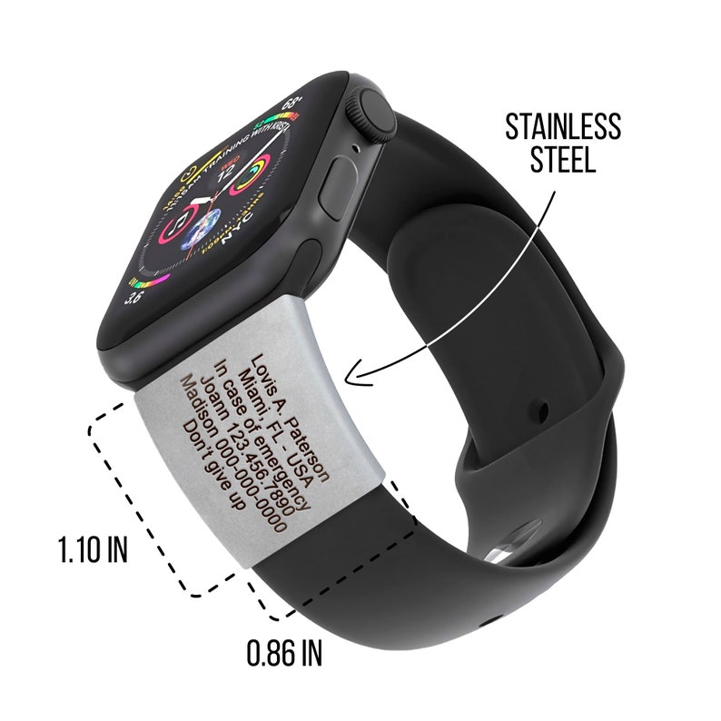 Alert ID Tag for Watch Band Engraved Apple Watch Safety Etsy