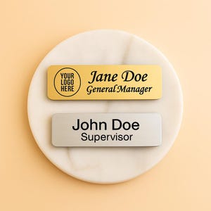 Custom Engraved Name Identification Badge, Personalized Magnetic Name Tag, Clothing ID With Pin Or Magnet Backing For Business Or Employees