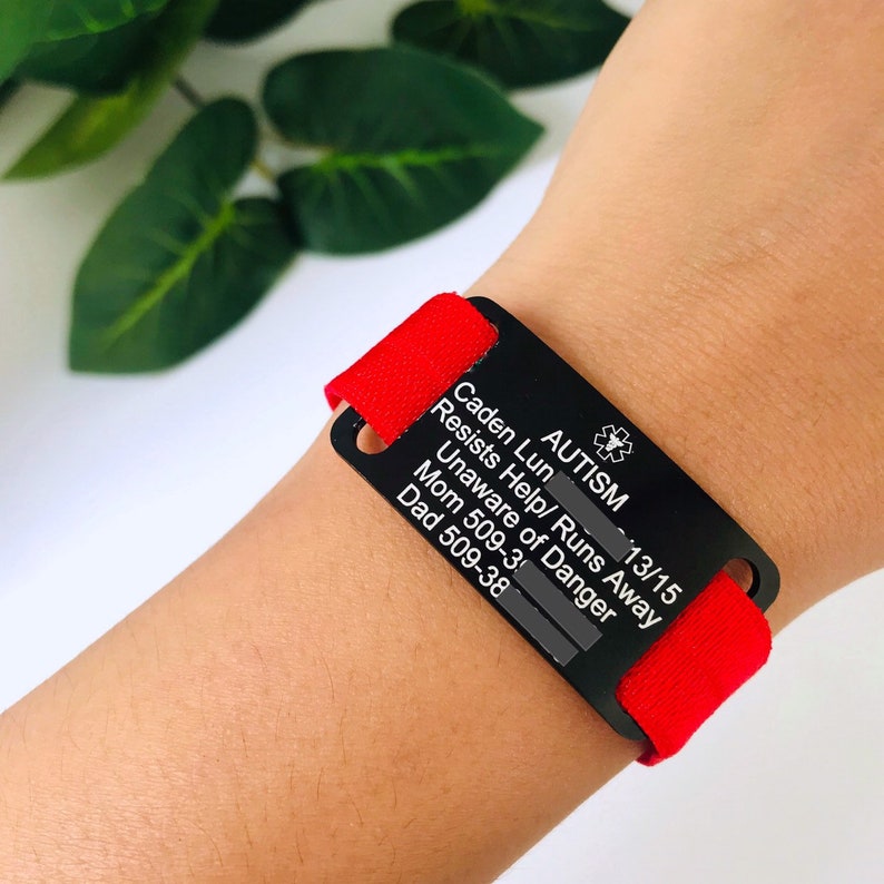 Elastic medical ID bracelet woman autism jewelry kid ID Etsy