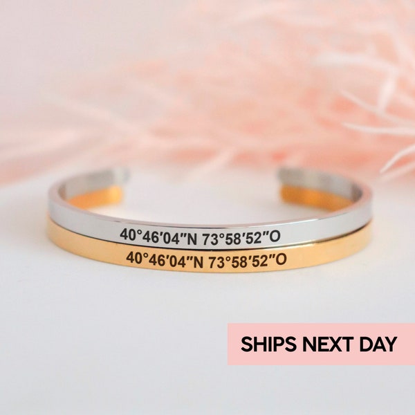 Personalized coordinate bracelet, latitude longitude bracelet, long distance bracelet, Custom coordinates bracelet, best friend going away