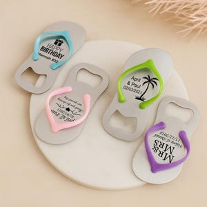 Custom Flip Flop Bottle Opener Set, Personalized Party Favors, Beach Personalized Bottle Opener Wedding Favor, Pool Summer Birthday Gifts