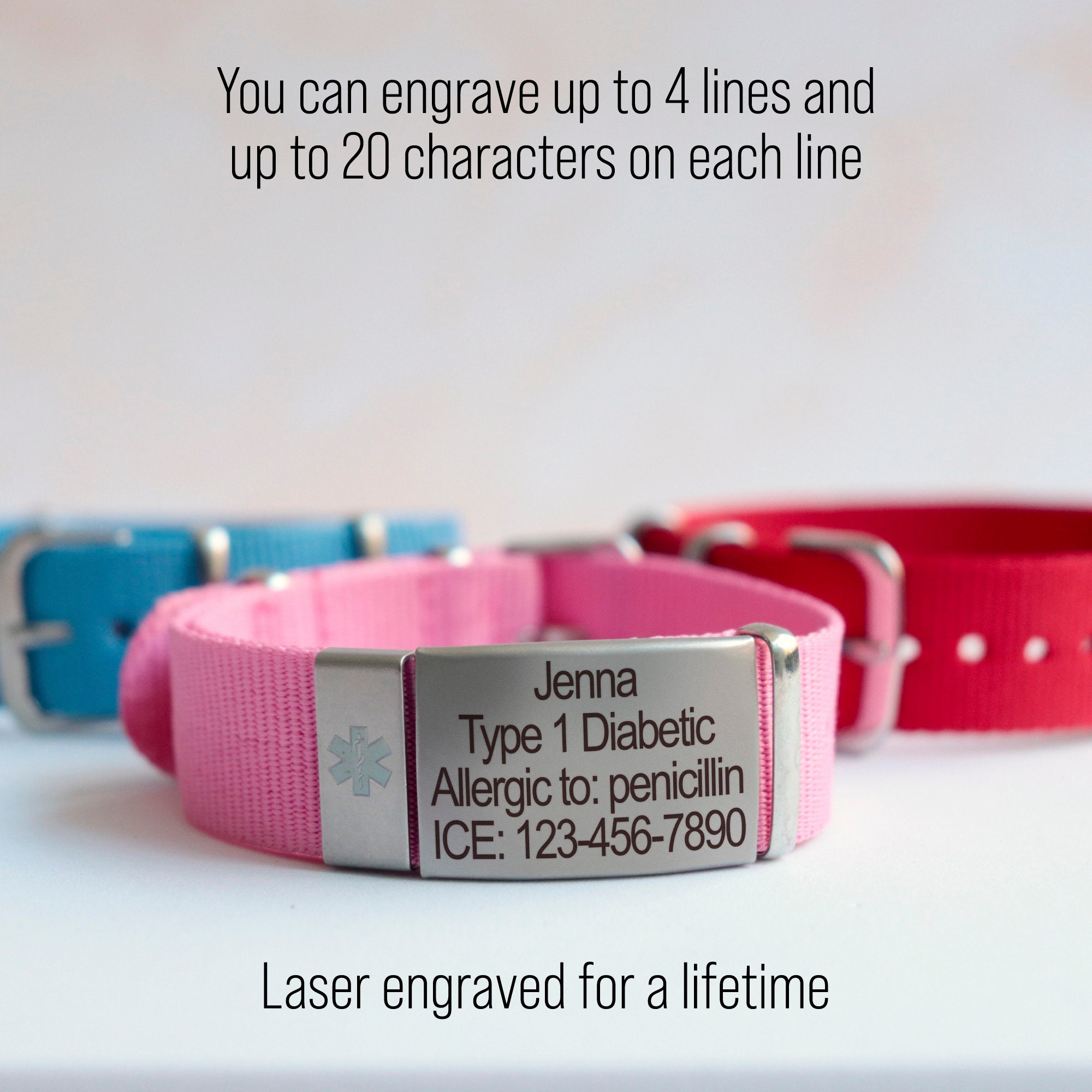 Emergency bracelet, personalized medical alert bracelet, allergy bracelet, diabetic, medical Id bracelet woman, kids medical ID bracelet