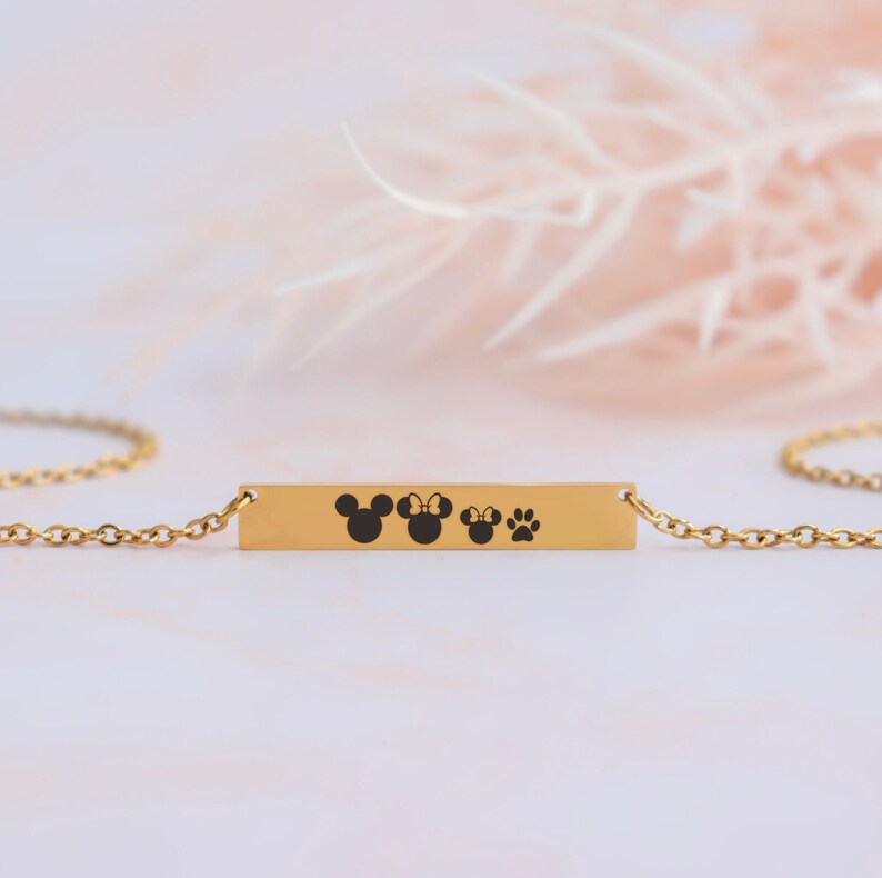 Custom Mama Mouse Necklace, disney necklace for women, personalized bar necklace, disney wedding, horizontal bar necklace, disney jewelry image 5