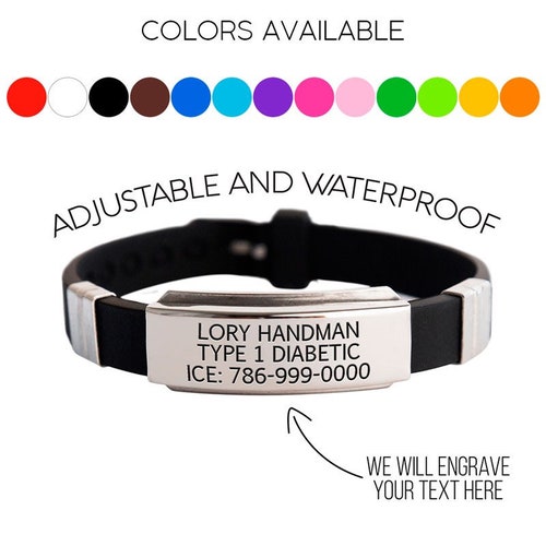 Emergency Bracelet Personalized Medical Alert Bracelet Etsy