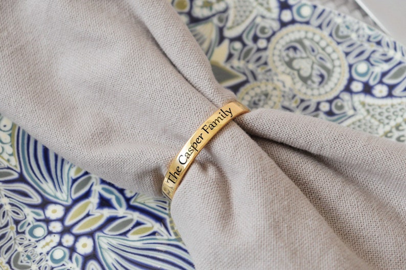 Set of Custom engraved metal napkin rings personalized round Etsy