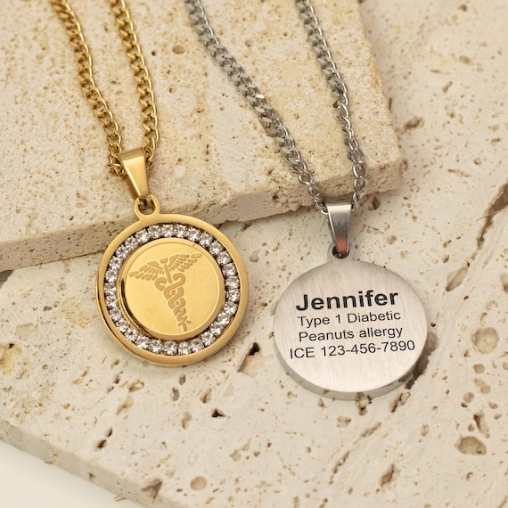 Medical ID Necklace for Women, Custom Medical Alert Elegant