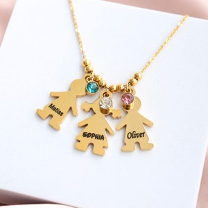 Collar personalizado para mamá con grabado de nombre de niño, collar para mamá primeriza, regalo para el Día de la Madre, collar con piedra de nacimiento para mamá, regalos para mamá de parte de su hija.