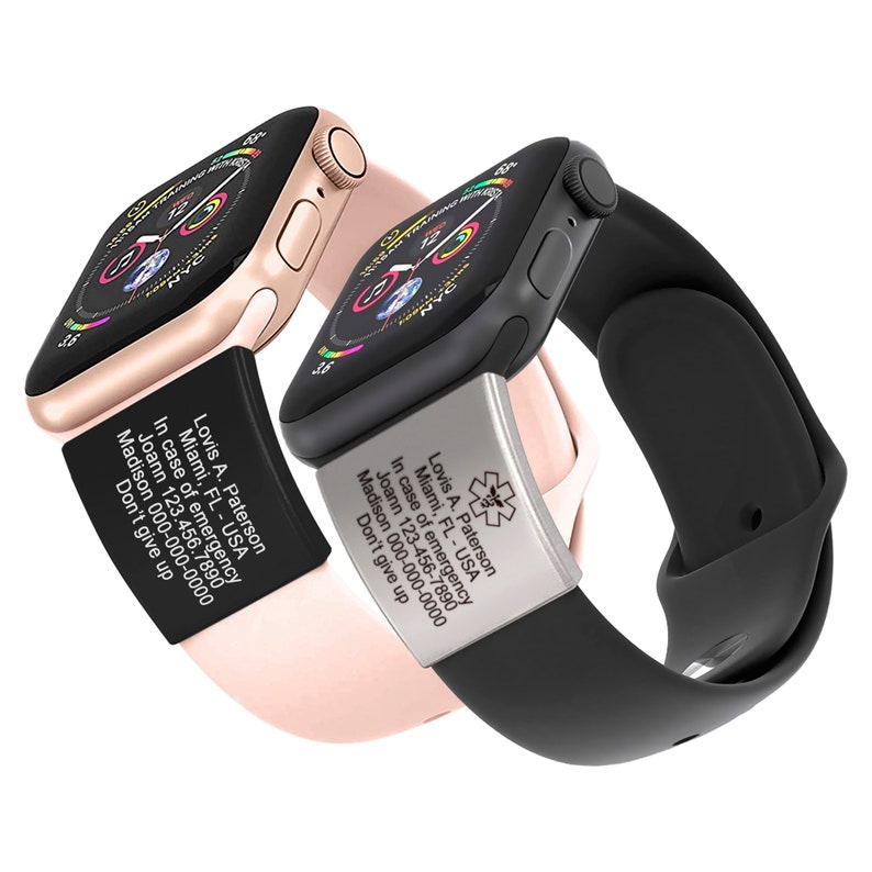 Alert ID Tag for Watch Band Engraved Apple Watch Safety Etsy