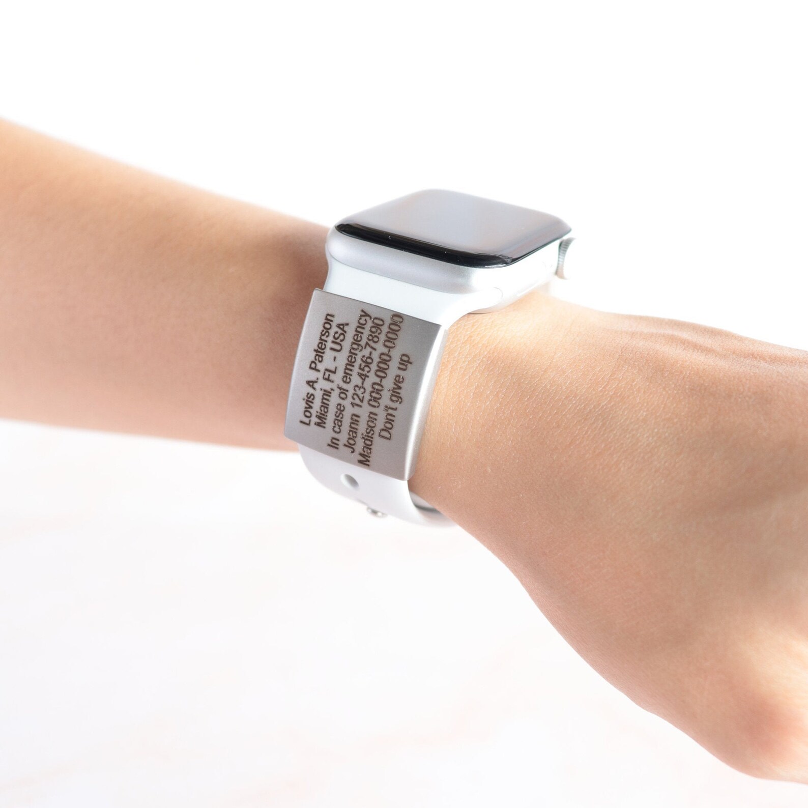Alert ID Tag for watch band engraved apple watch safety Etsy