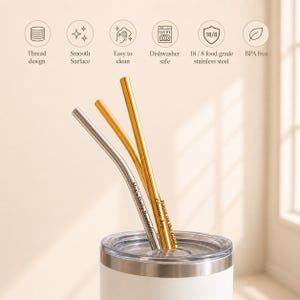 Personalized Reusable Metal Straw Set, Custom Party Favors, Wedding Guest Gift, Engraved Stainless Steel Drinking Straws, Eco Friendly Straw image 2