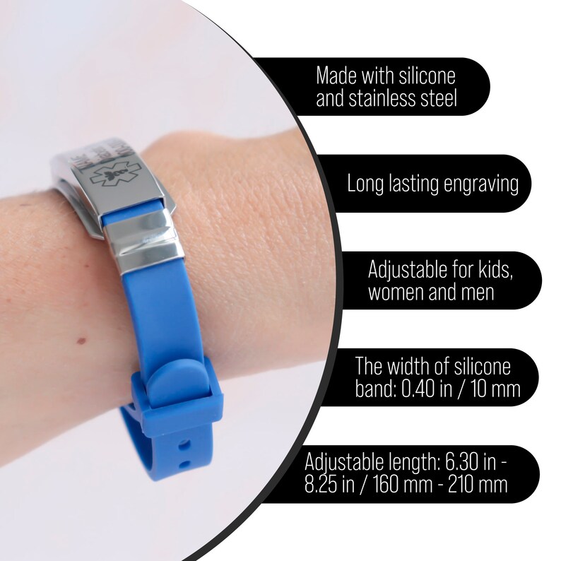 Emergency Bracelet Personalized Medical Alert Bracelet Etsy