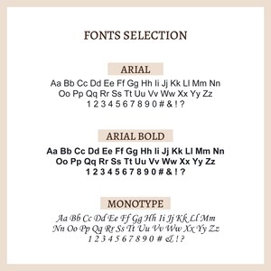 May include: A visual guide to different font styles, including Arial, Arial Bold, and Monotype. The image shows the alphabet in uppercase and lowercase, along with numbers and symbols.