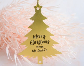 Custom Christmas Tree Ornament set, Personalized Metal Ornament, family name christmas ornament for holiday decor, snowflakes christmas gift