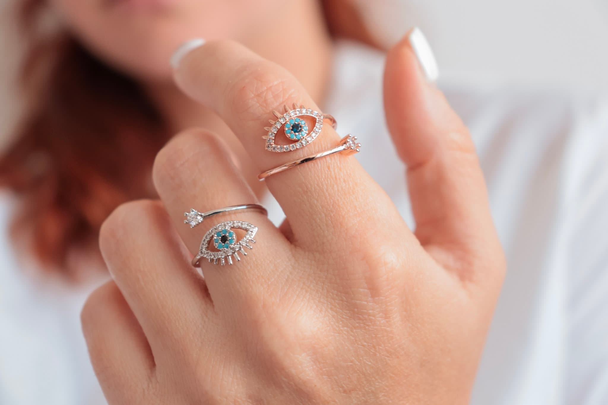 Round Evil Eye Ring Rose Gold - J. LUU