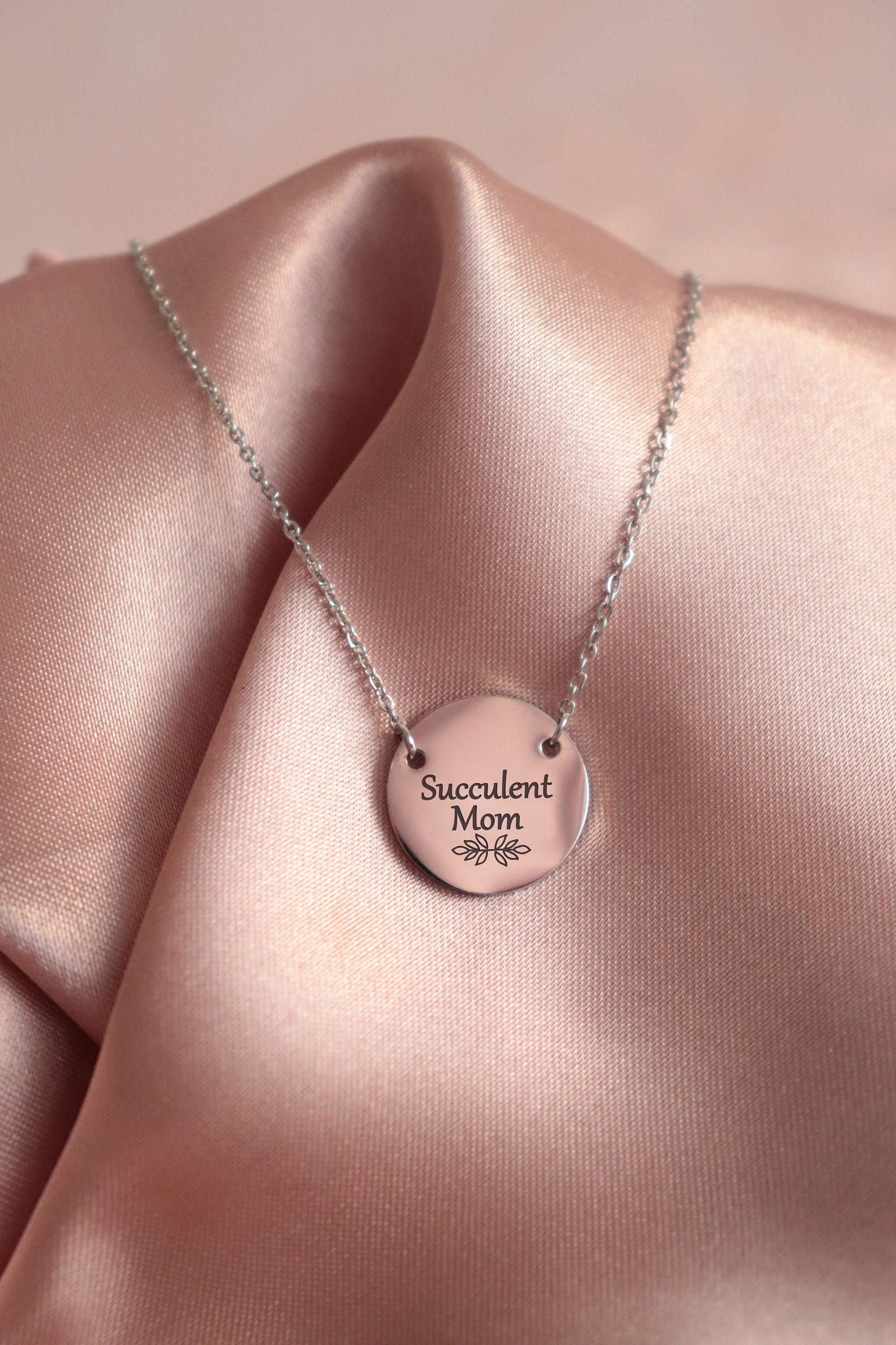 Personalized Mom Disc Necklace Custom 