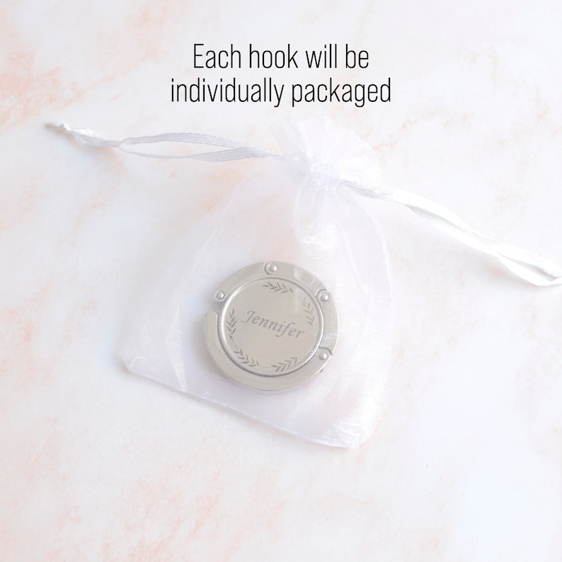 Custom engraved purse hook sets, personalized folding handbag hanger for table, bag holder party gifts for women, wedding favors for guest image 9