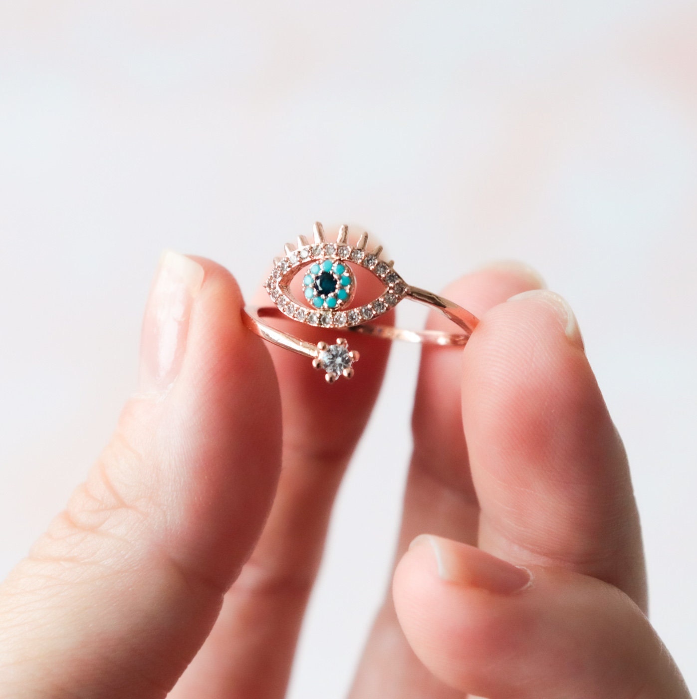 Evil eye deals ring rose gold