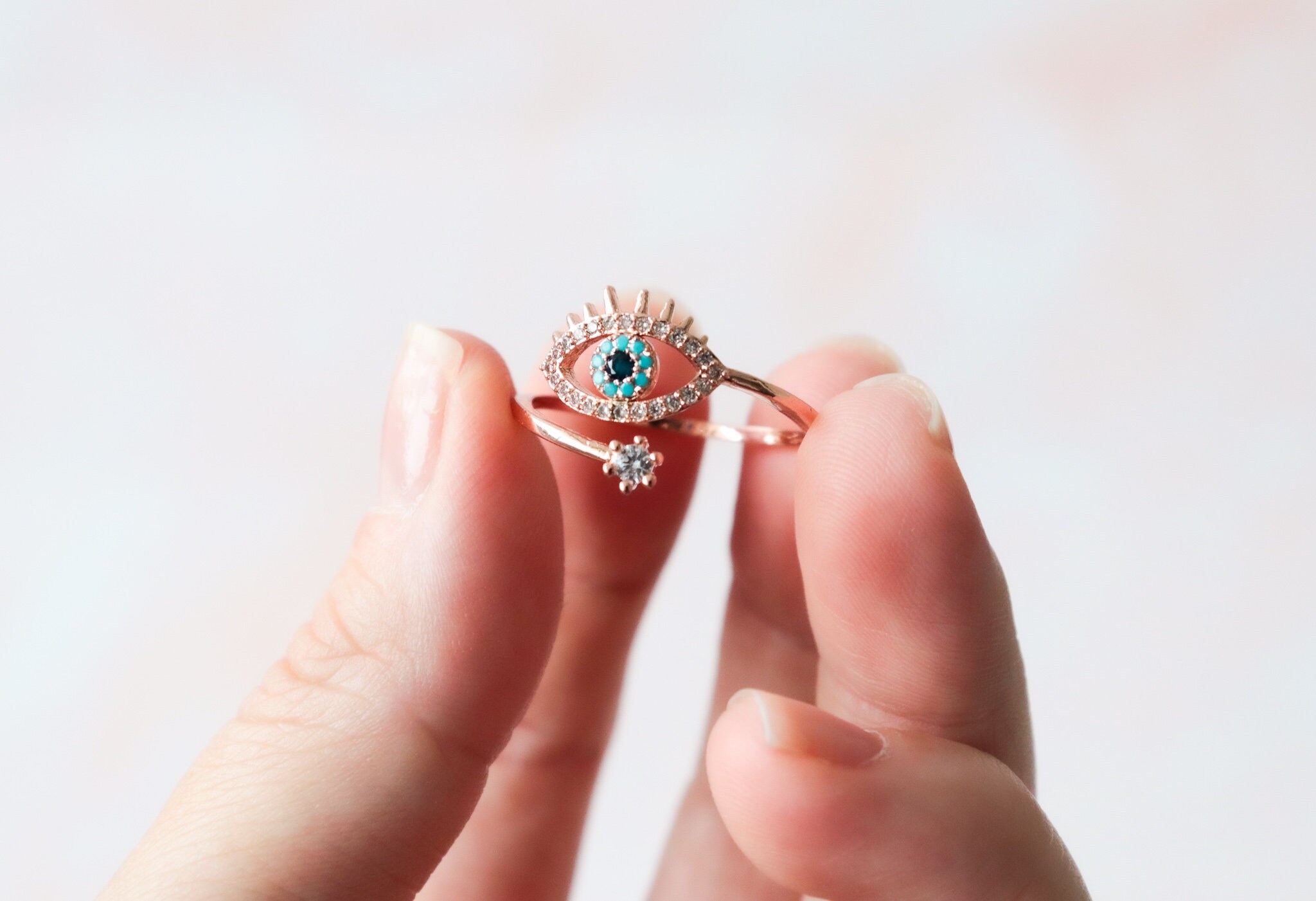 Effy Novelty 14K Rose Gold Diamond and Ruby Evil Eye Ring – effyjewelry.com