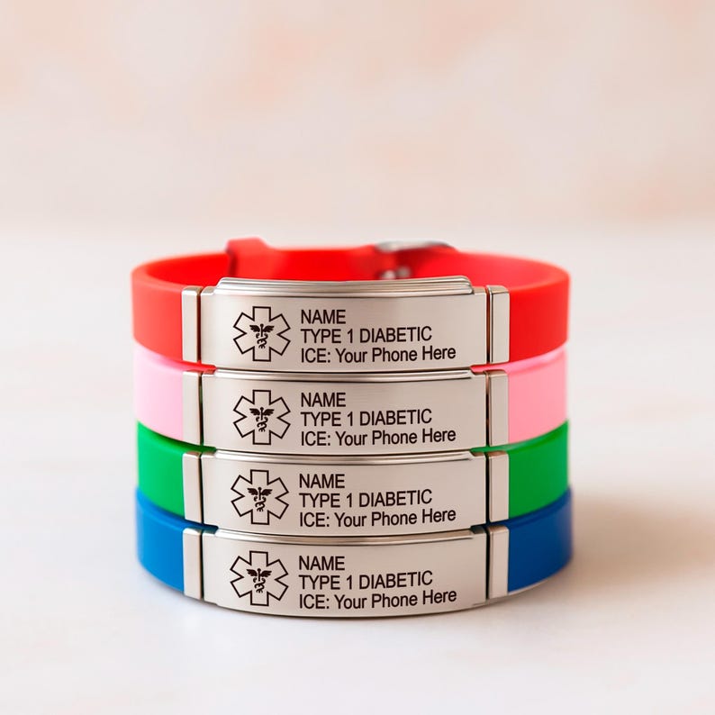 Emergency Bracelet, Personalized Sport Bracelet, Allergy Bracelet, Medical Alert Bracelet Women, Autism Bracelet, Kids Medical ID Bracelet image 1