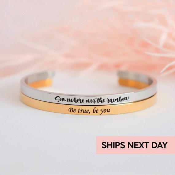 Inspirational Quote Bracelet for Her Custom Sterling Silver cuff bracelet  925S | eBay