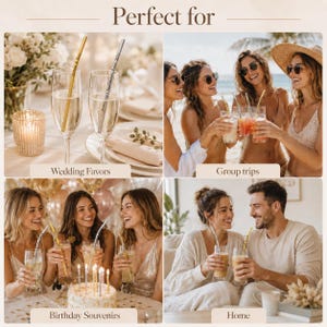 Personalized Reusable Metal Straw Set, Custom Party Favors, Wedding Guest Gift, Engraved Stainless Steel Drinking Straws, Eco Friendly Straw image 8