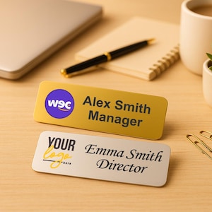 カスタム名とロゴの識別バッジ、パーソナライズされた磁気フルカラータグ、ビジネス従業員向けのピンまたはマグネット付きの衣類ID