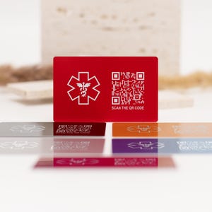 Medizinischer Ausweis Smart QR-Code-Karte für Brieftasche, benutzerdefinierte Notfallkontaktscannbare Karte, personalisierte Warnung für medizinische Bedingungen