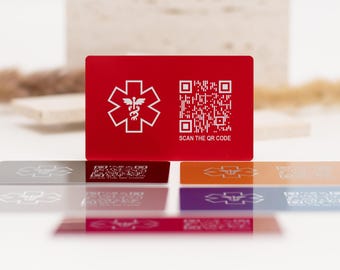 Medical ID Smart QR Code Card for Wallet, Custom Emergency Contact Scannable Card, Personalized Alert For Medic Conditions